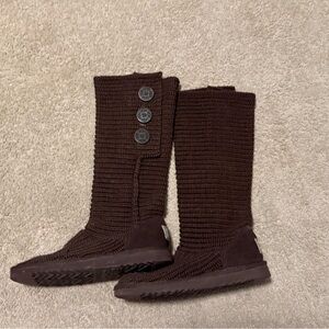 UGG Brown Knit Button Boots